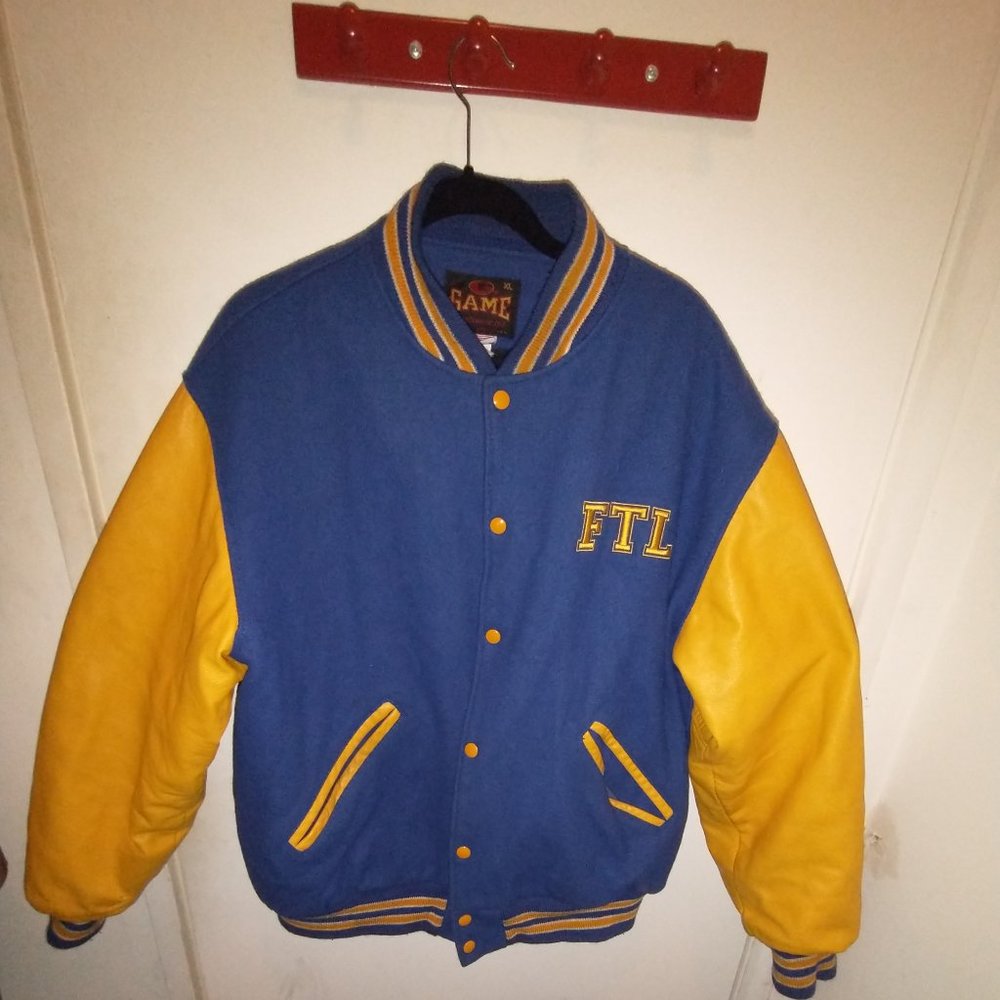CUSTOM RAGLAN SLEEVE VARSITY JACKET (Blue/Yellow)